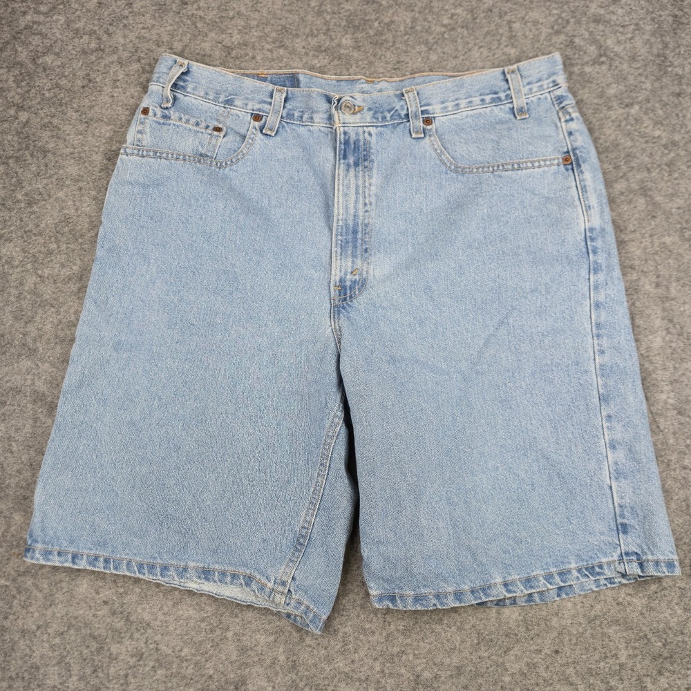 VTG Y2K 550 Relaxed Fit Jean Shorts Men's 38 Fits 37 x 10 Blue Denim Made In USA - Picture 1 of 8